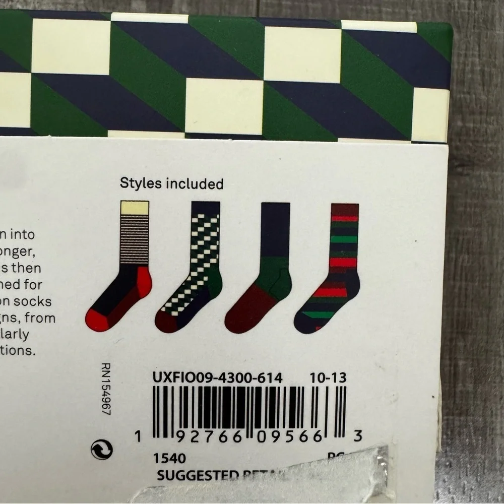 Happy Socks Striped and Checkered Socks Gift Set Cotton Blend Size 8-12 NIB